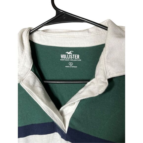 Hollister Green And White long Sleeve Polo Shirt Size S - Picture 2 of 5